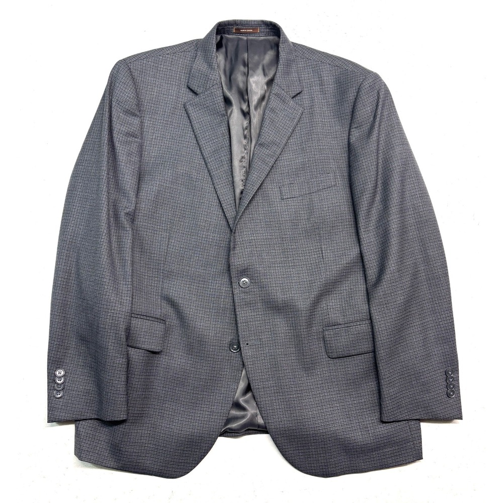 Peter Millar 46R Gray Check Blazer Jacket Sport Suit Coat All Season 100% Wool
